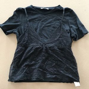 ZARA BLACK T-SHIRT W/LACE TANK